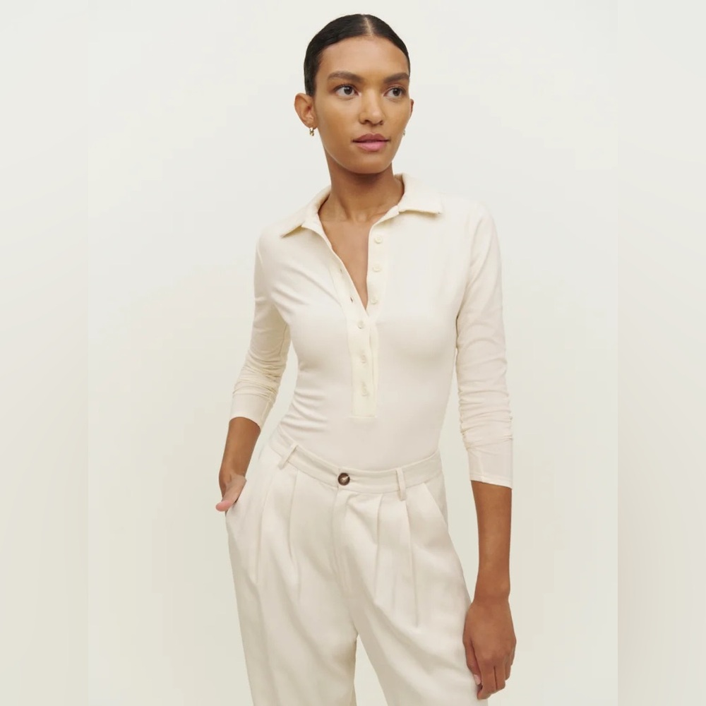 Reformation‎ Nisa Collar Knit Bodysuit Top Size: M